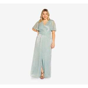 Adrianna Papell Plus Size Metallic Mesh Draped Gown In Sea Glass Size 20Sea Glas